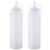 Tradineur - Pack de 2 botellas de plástico rellenables para servir salsas, dispensador de aliño reutilizable, ketchup, mostaza,
