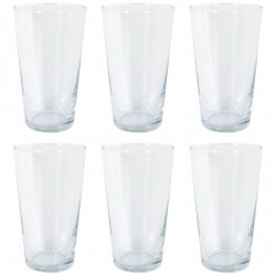 Tradineur - Pack de 6 Vasos modelo Toledo - Capacidad de 470 ml (16 oz) - Fabricado en Vidrio - Apto para lavavajillas y microon