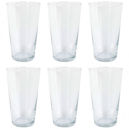 Tradineur - Pack de 6 Vasos modelo Toledo - Capacidad de 470 ml (16 oz) - Fabricado en Vidrio - Apto para lavavajillas y microon