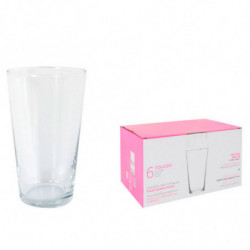 Tradineur - Pack de 6 Vasos modelo Toledo - Capacidad de 470 ml (16 oz) - Fabricado en Vidrio - Apto para lavavajillas y microon