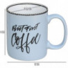 Tradineur - Taza Mug modelo Lucy - Capacidad 330 ml - Diseño con frases "Coffee" - Ideal para café, té, infusiones, desayuno - A