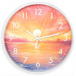 Tradineur - Reloj redondo de pared con números grandes, silencioso, funcionamiento a pilas, minimalista, moderno, decoración, co