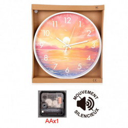 Tradineur - Reloj redondo de pared con números grandes, silencioso, funcionamiento a pilas, minimalista, moderno, decoración, co