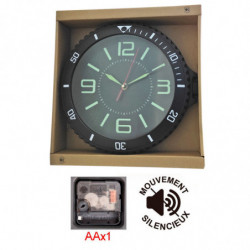 Tradineur - Reloj redondo de pared con números grandes, silencioso, funcionamiento a pilas, minimalista, moderno, decoración, co