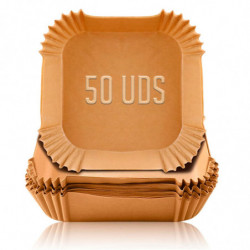 Tradineur - Pack de 50 Moldes de AirFryer de papel - Ideal para freidoras de 3,5 a 5 Litros - Molde antiadherente e impermeable