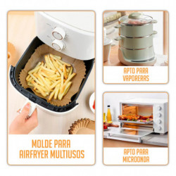 Tradineur - Pack de 50 Moldes de AirFryer de papel - Ideal para freidoras de 3,5 a 5 Litros - Molde antiadherente e impermeable