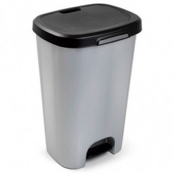 Tradineur - Cubo de basura con pedal, plástico, contenedor residuos, papelera, reciclaje, fácil vaciado, fabricado en España (Ne