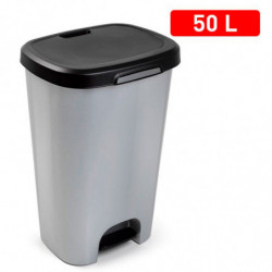 Tradineur - Cubo de basura con pedal, plástico, contenedor residuos, papelera, reciclaje, fácil vaciado, fabricado en España (Ne