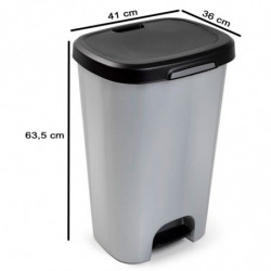 Tradineur - Cubo de basura con pedal, plástico, contenedor residuos, papelera, reciclaje, fácil vaciado, fabricado en España (Ne
