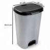 Tradineur - Cubo de basura con pedal, plástico, contenedor residuos, papelera, reciclaje, fácil vaciado, fabricado en España (Ne