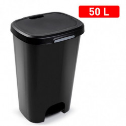 Tradineur - Cubo de basura con pedal, plástico, contenedor residuos, papelera, reciclaje, fácil vaciado, fabricado en España (Ne