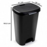 Tradineur - Cubo de basura con pedal, plástico, contenedor residuos, papelera, reciclaje, fácil vaciado, fabricado en España (Ne