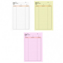 Tradineur - Pack de 6 talonarios comandas camarero, 75 hojas, 25 juegos original + 2 copias, autocopiativas, matriz de corte y t