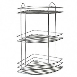 Tradineur - Estantería rinconera de baño, metal cromado, 3 niveles, organizador de productos de aseo, higiene, pared, ducha, inc