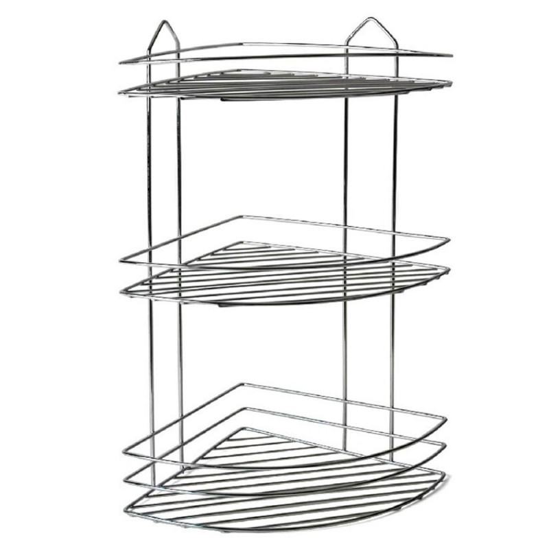 Tradineur - Estantería rinconera de baño, metal cromado, 3 niveles, organizador de productos de aseo, higiene, pared, ducha, inc Tradineur - Estantería rinconera de baño, metal cromado, 3 niveles, organizador de productos de aseo, higiene, pared, ducha, inc