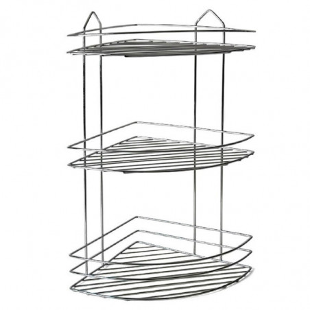 Tradineur - Estantería rinconera de baño, metal cromado, 3 niveles, organizador de productos de aseo, higiene, pared, ducha, inc