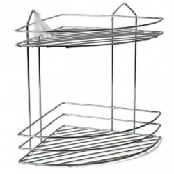 Tradineur - Estantería rinconera de baño, metal cromado, 2 niveles, organizador de productos de aseo, higiene, pared, ducha, inc