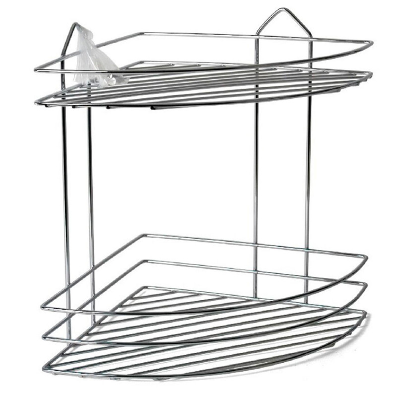 Tradineur - Estantería rinconera de baño, metal cromado, 2 niveles, organizador de productos de aseo, higiene, pared, ducha, inc Tradineur - Estantería rinconera de baño, metal cromado, 2 niveles, organizador de productos de aseo, higiene, pared, ducha, inc