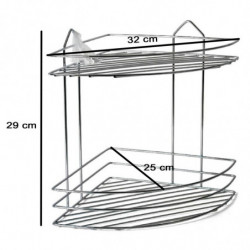 Tradineur - Estantería rinconera de baño, metal cromado, 2 niveles, organizador de productos de aseo, higiene, pared, ducha, inc