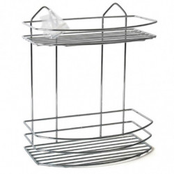 Tradineur - Estantería de baño, metal cromado, 2 niveles, organizador de productos de aseo, higiene, pared, ducha, incluye torni