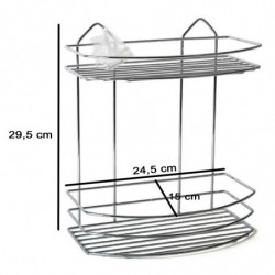 Tradineur - Estantería de baño, metal cromado, 2 niveles, organizador de productos de aseo, higiene, pared, ducha, incluye torni