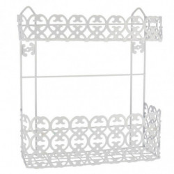Tradineur - Estantería de baño, metal, 2 niveles, organizador de productos de aseo, higiene, pared, ducha (Blanco - 34 x 30,5 x
