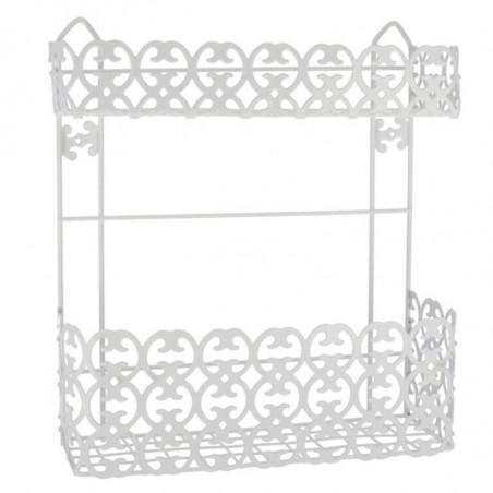 Tradineur - Estantería de baño, metal, 2 niveles, organizador de productos de aseo, higiene, pared, ducha (Blanco - 34 x 30,5 x