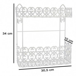 Tradineur - Estantería de baño, metal, 2 niveles, organizador de productos de aseo, higiene, pared, ducha (Blanco - 34 x 30,5 x