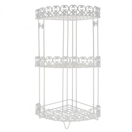 Tradineur - Estantería rinconera de baño, metal, 3 niveles, organizador de productos de aseo, higiene, pared, ducha (Blanco - 61