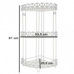 Tradineur - Estantería rinconera de baño, metal, 3 niveles, organizador de productos de aseo, higiene, pared, ducha (Blanco - 61