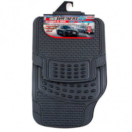 Tradineur - Set de 4 alfombrillas de goma universales para coche, alfombras delanteras y traseras flexibles para vehículos, resi