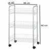 Tradineur - Carrito verdulero de cocina metálico con ruedas, 3 niveles, estantería para almacenamiento de frutas, verduras (Gris