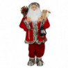 Tradineur - Figura de Papá Noel con esquís, poliéster y plástico, Santa Claus de pie, decoración festiva, adornos Navidad, escap