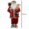 Tradineur - Figura de Papá Noel con esquís, poliéster y plástico, Santa Claus de pie, decoración festiva, adornos Navidad, escap