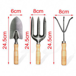 Tradineur - Set de 3 mini herramientas de jardín con mango de madera, quitar malas hierbas, huerto, cultivos, jardinería, fácil