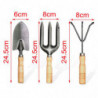 Tradineur - Set de 3 mini herramientas de jardín con mango de madera, quitar malas hierbas, huerto, cultivos, jardinería, fácil