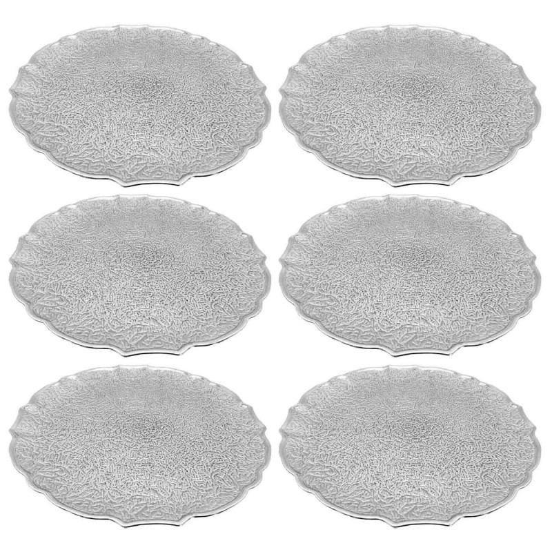 Tradineur - Pack de 6 bajoplatos redondos reutilizables de plástico, modelo Eri, plato llano decorativo, bandeja para presentaci Tradineur - Pack de 6 bajoplatos redondos reutilizables de plástico, modelo Eri, plato llano decorativo, bandeja para presentaci