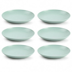Tradineur - Pack de 6 Platos llanos - Fabricado en Plástico - Apto para uso alimenticio, Microondas y Congelador - Ø 22 x 3 cm -