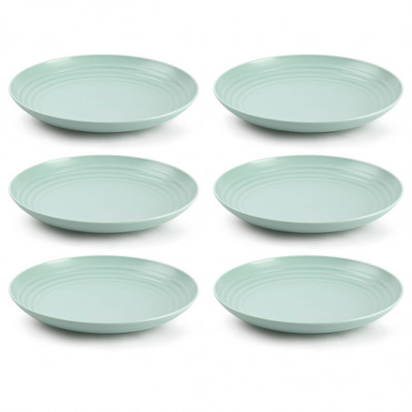 Tradineur - Pack de 6 Platos llanos - Fabricado en Plástico - Apto para uso alimenticio, Microondas y Congelador - Ø 22 x 3 cm -