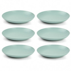 Tradineur - Pack de 6 Platos llanos - Fabricado en Plástico - Apto para uso alimenticio, Microondas y Congelador - Ø 20 x 2,7 cm
