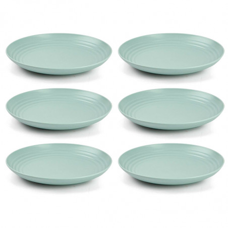 Tradineur - Pack de 6 Platos llanos - Fabricado en Plástico - Apto para uso alimenticio, Microondas y Congelador - Ø 20 x 2,7 cm