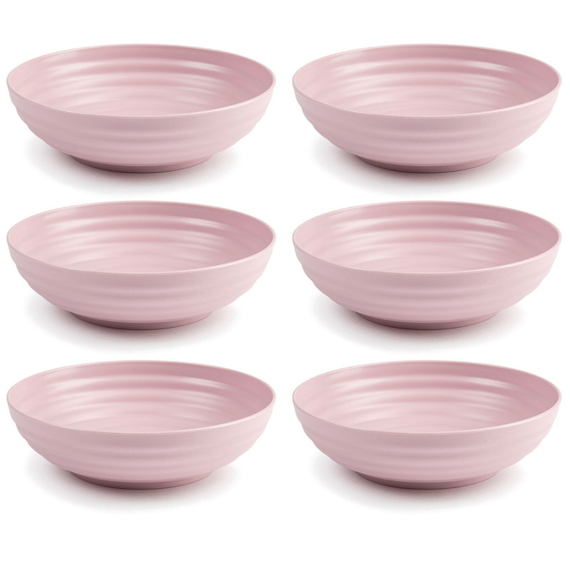 Tradineur - Pack de 6 Platos hondos - Fabricado en Plástico - Apto para uso alimenticio, Microondas y Congelador - Ø 19 x 5,5 cm