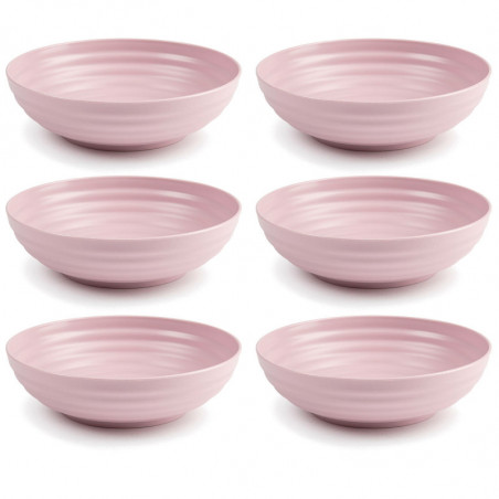 Tradineur - Pack de 6 Platos hondos - Fabricado en Plástico - Apto para uso alimenticio, Microondas y Congelador - Ø 19 x 5,5 cm