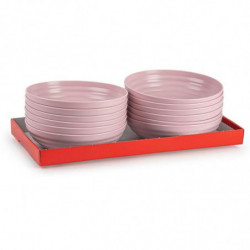 Tradineur - Pack de 6 Platos hondos - Fabricado en Plástico - Apto para uso alimenticio, Microondas y Congelador - Ø 19 x 5,5 cm