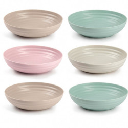 Tradineur - Pack de 6 Platos hondos - Fabricado en Plástico - Apto para uso alimenticio, Microondas y Congelador - Ø 22 x 5,4 cm