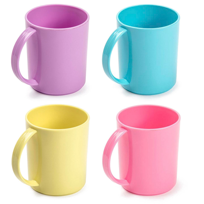 Tradineur - Pack de 4 Tazas Mug - Fabricado en Plástico - Capacidad 350 ml - Apto para microondas y congelador - 11 x 9,7 x 8 cm Tradineur - Pack de 4 Tazas Mug - Fabricado en Plástico - Capacidad 350 ml - Apto para microondas y congelador - 11 x 9,7 x 8 cm