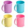 Tradineur - Pack de 4 Tazas Mug - Fabricado en Plástico - Capacidad 350 ml - Apto para microondas y congelador - 11 x 9,7 x 8 cm