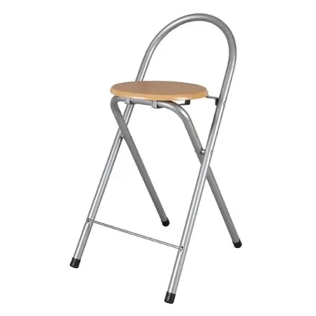 Tradineur - Silla plegable con asiento de madera y respaldo tubular 78,5 x 39,5 x 45,5 cm, taburete, banqueta metálica, patas an Tradineur - Silla plegable con asiento de madera y respaldo tubular 78,5 x 39,5 x 45,5 cm, taburete, banqueta metálica, patas an