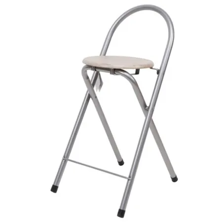 Tradineur - Silla plegable con asiento de madera y respaldo tubular 78,5 x 39,5 x 45,5 cm, taburete, banqueta metálica, patas an Tradineur - Silla plegable con asiento de madera y respaldo tubular 78,5 x 39,5 x 45,5 cm, taburete, banqueta metálica, patas an