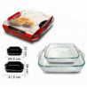 Tradineur - Set de 2 bandejas cuadradas para horno, vidrio borosilicato, molde, fuente transparente, lasaña, aptas para microond